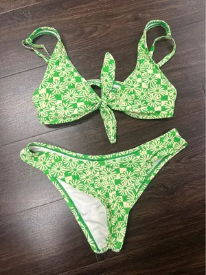 Urban Outfitters Out From Under‎ Green Checkered Daisy Bikini Set - Size S thumbnail 1