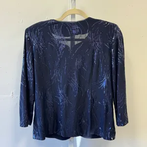 Alex Evenings Navy Blue Sequin 2 pc Dress Jacket Set Formal Mother of the Bride‎ thumbnail 7