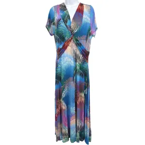 Soft Surroundings Maxi Dress Women‎ M Anya Tropical Twist Front V Neck thumbnail 2