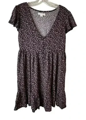 Aeropostale Women's S Floral V-Neck‎ Babydoll Mini Dress Multicolor thumbnail 1