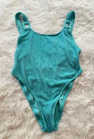 Aerie women’s Turquoise Textured One-Piece Swimsuit 🩱 size M thumbnail 1