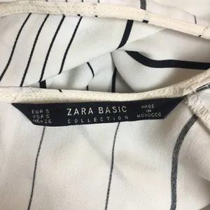 Zara White Striped Peplum Sleeveless Blouse | Size S thumbnail 5
