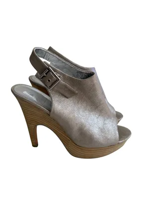 DOLCE VITA Silver Platform Slingback Heels Size 8.5 thumbnail 2
