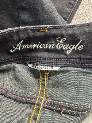 American Eagle Outfitters Low-Rise Slim Boot Cut Dark Blue Super Stretch Jeans thumbnail 9