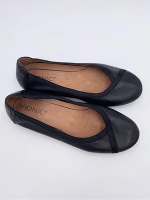 Vionic Caroll Ballet Flats Women's Size 6.5 Black Leather Comfort Shoes Chic thumbnail 2