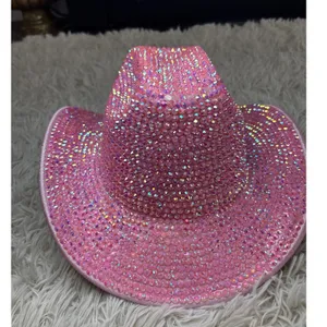 Sparkling Pink Rhinestone Cowboy‎ Hat Bling Western NWOT thumbnail 2
