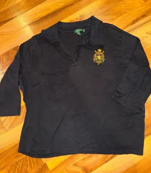Lauren Ralph Lauren Polo Top Womens 3X Black Good Crest Embroidered 3/4 Sleeve thumbnail 1