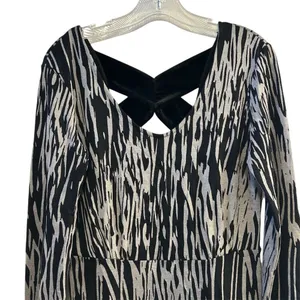 BCBGeneration Zebra Print Dress Black Velvet‎ Trim Size M thumbnail 4