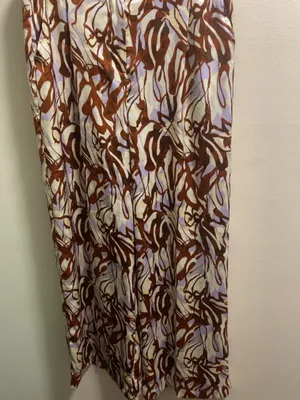 Open Edit Abstract Print Satin Trousers Pants in Purple Lava Size Medium thumbnail 3