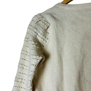 Madewell Womens Bobble Sleeve Sweater Pullover Ivory Cotton Merino Wool Medium thumbnail 5