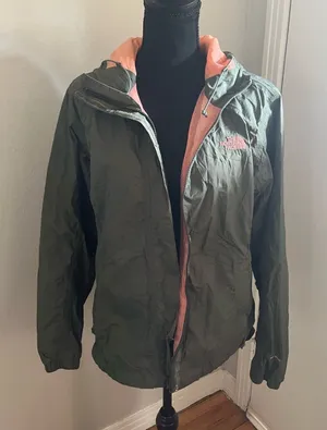 The North Face Women's Green Hooded Full Zip Waterproof Rain Jacket Size M thumbnail 1