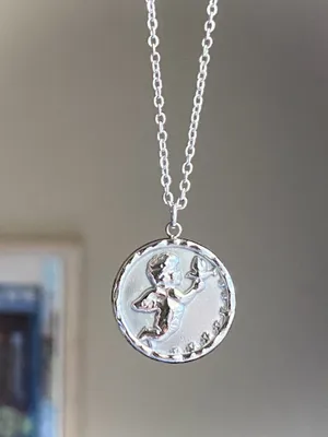 Handmade fully stainless steel angel cherub goth cute chic fairy necklace👼💗 thumbnail 1