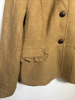 J. Crew Women’s Wool-Blend Jacket with Ruffle Trim in Camel Tan W2535 Sz 12 thumbnail 2