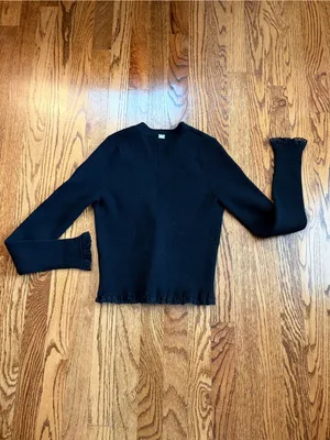 For Love & Lemons Nina Cardigan Black | S | Ribbed Lace Trim Cropped thumbnail 6