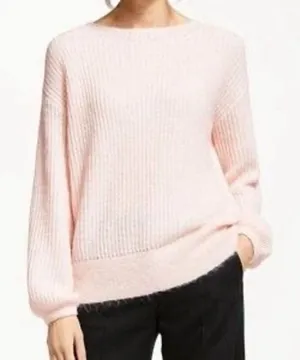 Boden Francesca Sweater Women's L Balloon Sleeve Rib Knit Mohair Knit Pink Large thumbnail 1