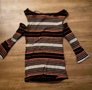 Cold shoulder free people striped top thumbnail 1