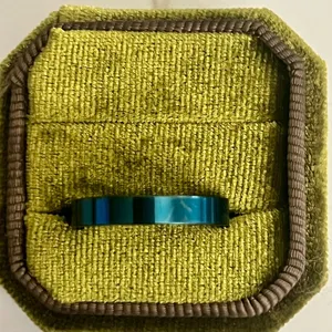 Blue Tungsten Carbide High Polish 2mm Wedding Band -Unisex Size 9 thumbnail 2