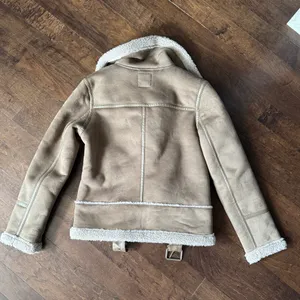 Zara faux suede tan borg Sherpa lined jacket coat size small thumbnail 7