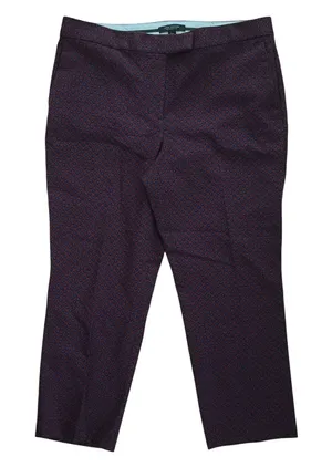 Ann‎ Taylor Kate Fit Petite Dress Pants 12P Burgundy Navy Geometric Dot Trousers thumbnail 1