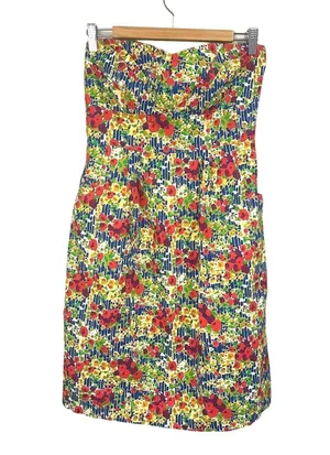 Girls from Savoy for Anthropologie Strapless Mini Floral Retro Dress Lined sz 12 thumbnail 1