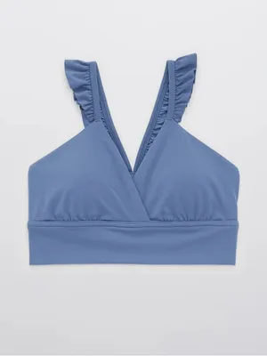 OFFLINE By Aerie Real Me XTRA Ruffle Sports Bra in marled blue M thumbnail 3