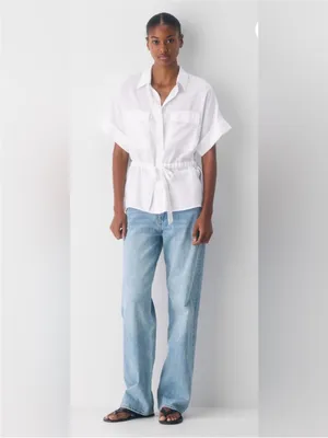 Aritzia Babaton Blue White Garner Shirt XS thumbnail 2