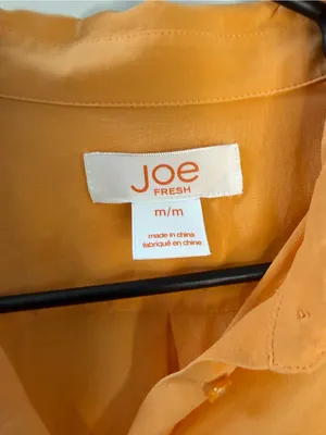 fresh women’s Button-Down Shirt in Orange, preppy, dressy, effortless thumbnail 3