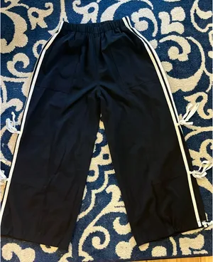 Adorable Black Track Pants with White Side Ties thumbnail 1