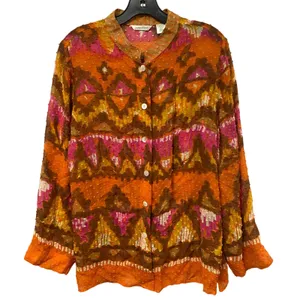 Vtg Laura Ashley Women Silk Cotton Blend Abstract Print Long Sleeve Blouse Top thumbnail 1