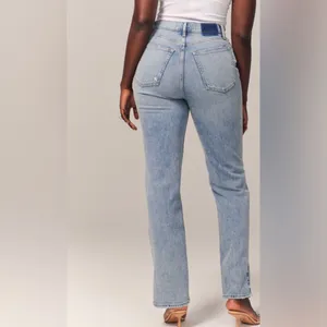 Abercrombie Ultra High Rise 90s Straight Jean, Light with Vent Hem thumbnail 5