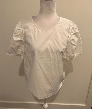 New With Tags JCrew White Poplin Top Sz M thumbnail 1