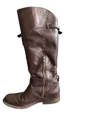 Frye 4001 Brown Leather Tall Riding Boots Women’s 7 B Side Zip Buckle thumbnail 7