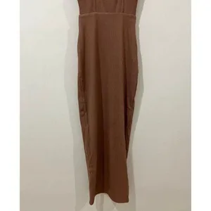Naked Wardrobe NEW Women XS Brown Faux Bustier Ribbed Hourglass Bodycon Dress thumbnail 11