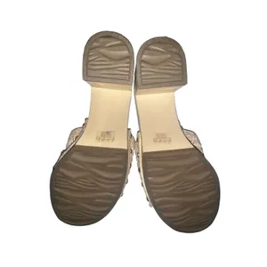 Franco Sarto Capri Clog Womens Platform Heel Sandals Straw Chain Beige Size 8 thumbnail 7
