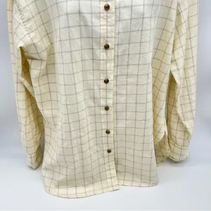 Universal Thread Women’s Cream Plaid Button Down 100% Cotton Shirt-Size M thumbnail 3