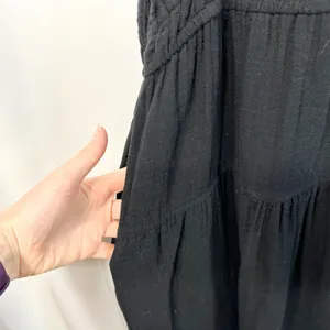 Old Navy Large Midi‎ Dress Black Cotton Gauze Smocked Tiered Pockets Witchy 1175 thumbnail 7