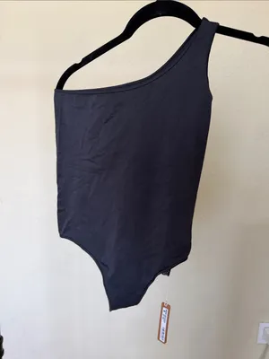 Skims Essential One Shoulder Bodysuit in Onyx size XXS XS thumbnail 5