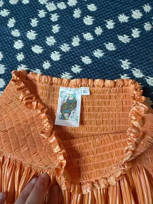 orange metallic pleated swing shorts by Queen of Sparkles youth size xl thumbnail 2
