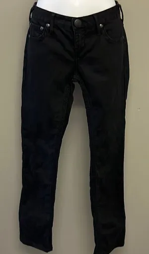 Free People Black Vertical Textured Straight 5 Pocket Button/ZipUp Jeans-Size 29 thumbnail 1