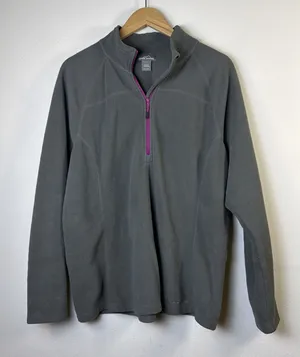 Eddie Bauer Womens XXL gray pink Half Zip Base layer Half Zip Pullover Sweater thumbnail 1