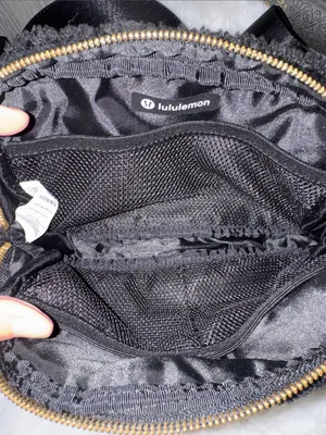lululemon athletica Black Sherpa Crossbody Belt Bag with Gold Hardware thumbnail 6