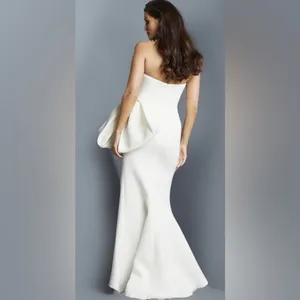 Jovani 07581 Gown with Side Slit and Bow (NAVY) thumbnail 3