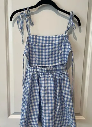 Princess Polly Blue/White Gingham Mini Dress thumbnail 4