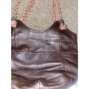THE SAK Indio Shoulder Handbag Purse Brown Bucket Bag Woven Straps Leather EUC thumbnail 7