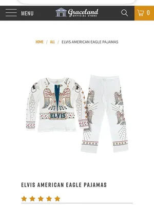 Elvis Presley American Eagle PJ set 100% Cotton Graceland Gift Halloween costume thumbnail 2