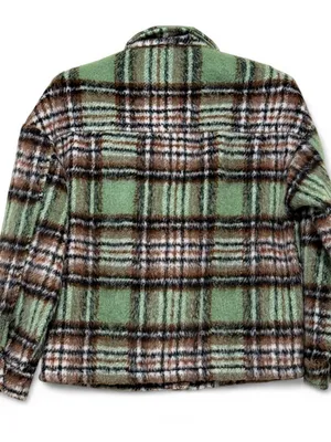 Lulus Women’s Sit Fireside Green Plaid Shacket Size XS thumbnail 12