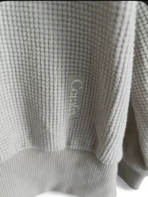 Comfrt Women's Waffle Knit long Sleeve Loungewear Sweater Beige Size Med thumbnail 5