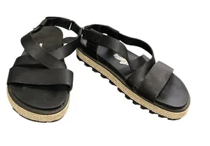 Sorel wms black leather open toe casual sandals shoes sz8 SKU 9997 thumbnail 1