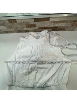 Laundry By Shelli Segal White Eyelet Cotton Layered Tiered Sleeveless Dress XL thumbnail 7