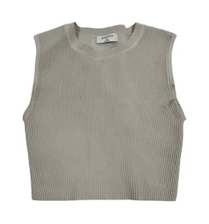 Babaton Ribbed Knit Muscle‎ Tank Top Beige Crew Neck Sleeveless XS thumbnail 1